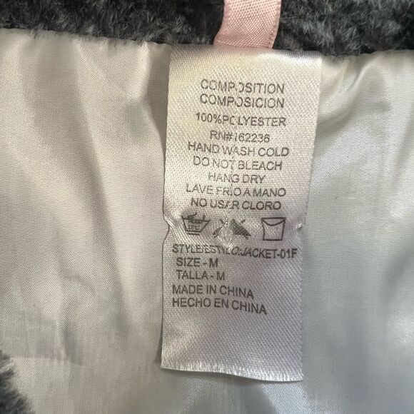 Cherie Design Black and White Checkered Fleece Jacket Sz Medium - Picture 4 of 11